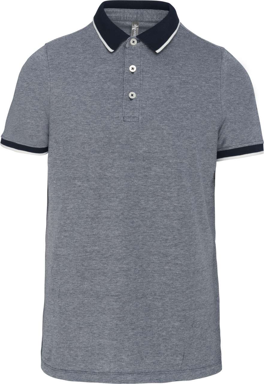 MEN'S TWO-TONE MARL POLO SHIRT - Marl Navy - colorimageurl