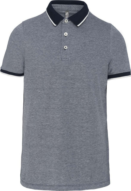 MEN'S TWO-TONE MARL POLO SHIRT - Marl Navy - colorimageurl