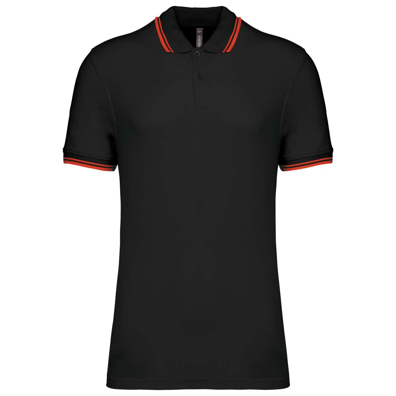 MEN'S 2 STRIPED SHORT SLEEVED POLOSHIRT - Black/Red - colorimageurl