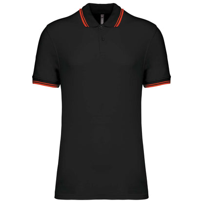 MEN'S 2 STRIPED SHORT SLEEVED POLOSHIRT - Black/Red - colorimageurl