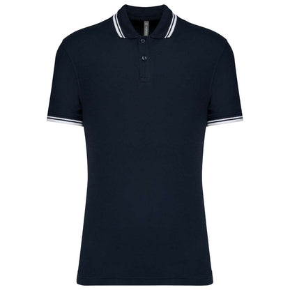 MEN'S 2 STRIPED SHORT SLEEVED POLOSHIRT - Navy/White - colorimageurl