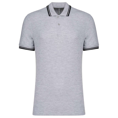 MEN'S 2 STRIPED SHORT SLEEVED POLOSHIRT - Oxford Grey/Black - colorimageurl
