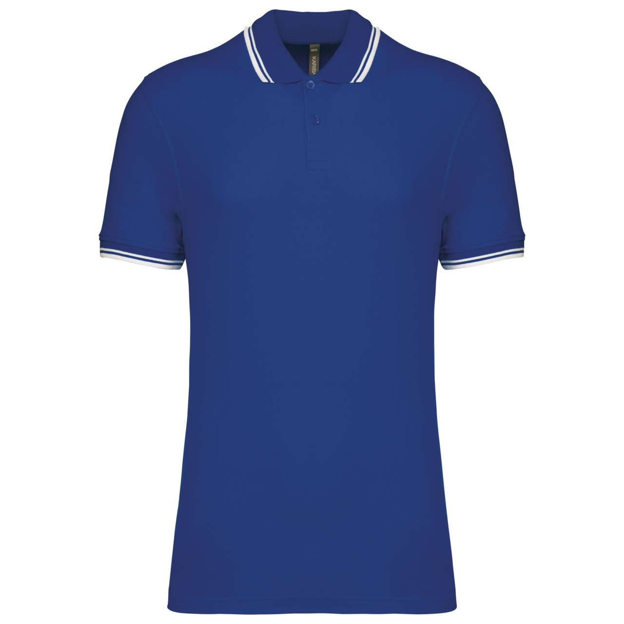 MEN'S 2 STRIPED SHORT SLEEVED POLOSHIRT - Royal Blue/White - colorimageurl
