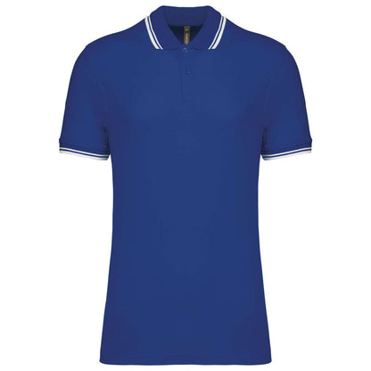 MEN'S 2 STRIPED SHORT SLEEVED POLOSHIRT - Royal Blue/White - colorimageurl