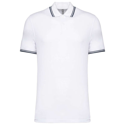 MEN'S 2 STRIPED SHORT SLEEVED POLOSHIRT - White/Navy - colorimageurl