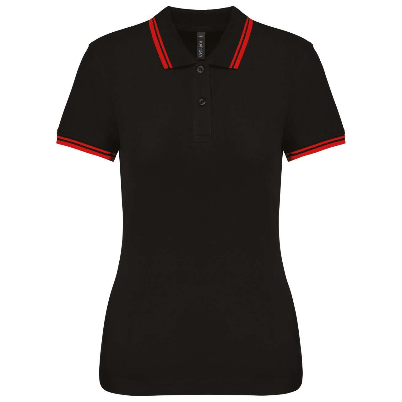 LADIE'S 2 STRIPED SHORT SLEEVED POLOSHIRT - Black/Yellow - colorimageurl