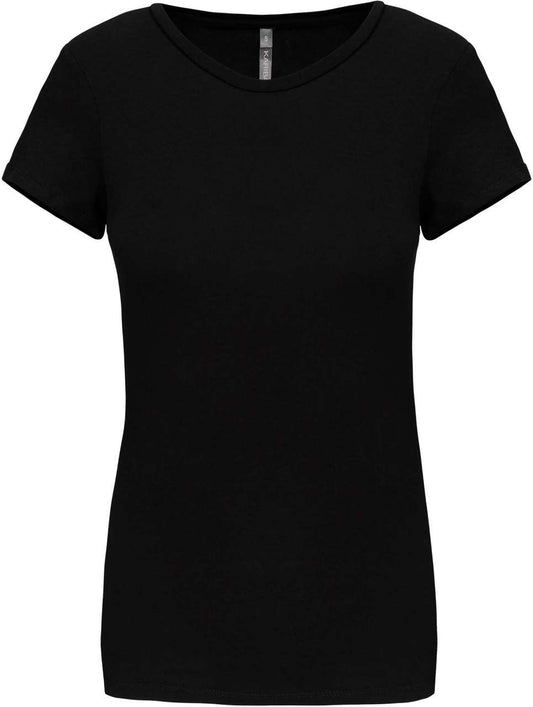 LADIES' SHORT-SLEEVED CREW NECK T-SHIRT - Black - colorimageurl