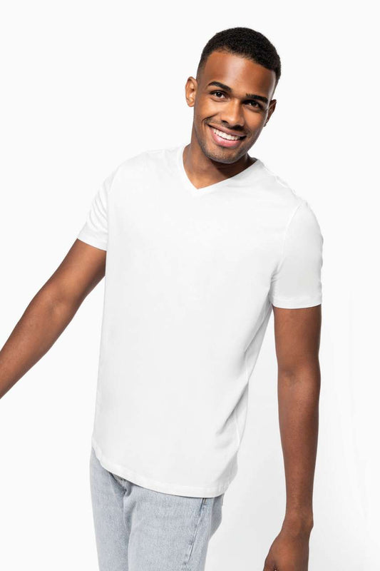 MEN'S SHORT-SLEEVED V-NECK T-SHIRT - Light Grey Heather - modelimageurl