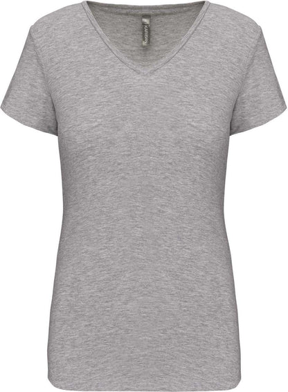 LADIES' SHORT-SLEEVED V-NECK T-SHIRT - Light Grey Heather - colorimageurl