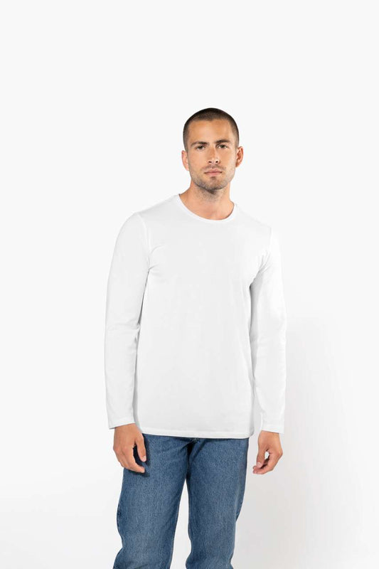 MEN'S LONG-SLEEVED CREW NECK T-SHIRT - Light Grey Heather - modelimageurl