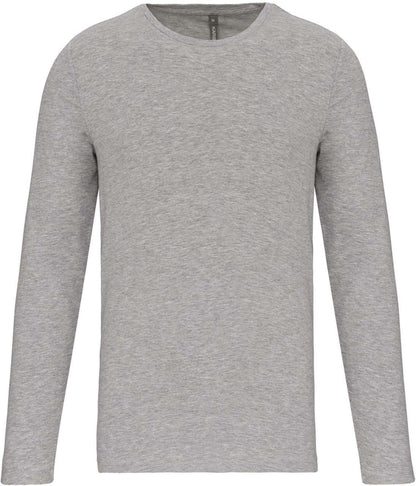 MEN'S LONG-SLEEVED CREW NECK T-SHIRT - Light Grey Heather - colorimageurl
