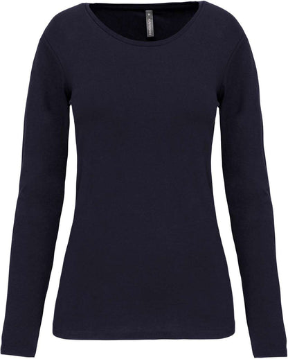 LADIES LONG-SLEEVED CREW NECK T-SHIRT - Navy - colorimageurl