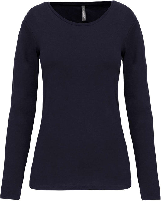 LADIES LONG-SLEEVED CREW NECK T-SHIRT - Navy - colorimageurl
