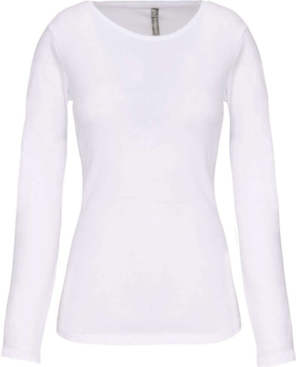LADIES LONG-SLEEVED CREW NECK T-SHIRT - White - colorimageurl
