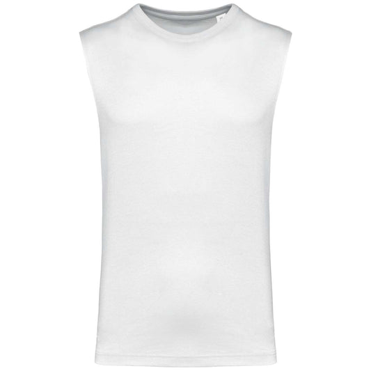 ECO-FRIENDLY MEN SLEEVELESS T-SHIRT - White - colorimageurl