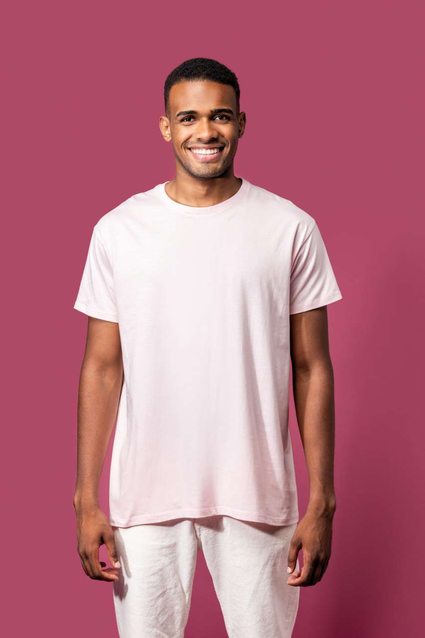 BIO150IC MEN'S ROUND NECK T-SHIRT - Grey Heather - modelimageurl