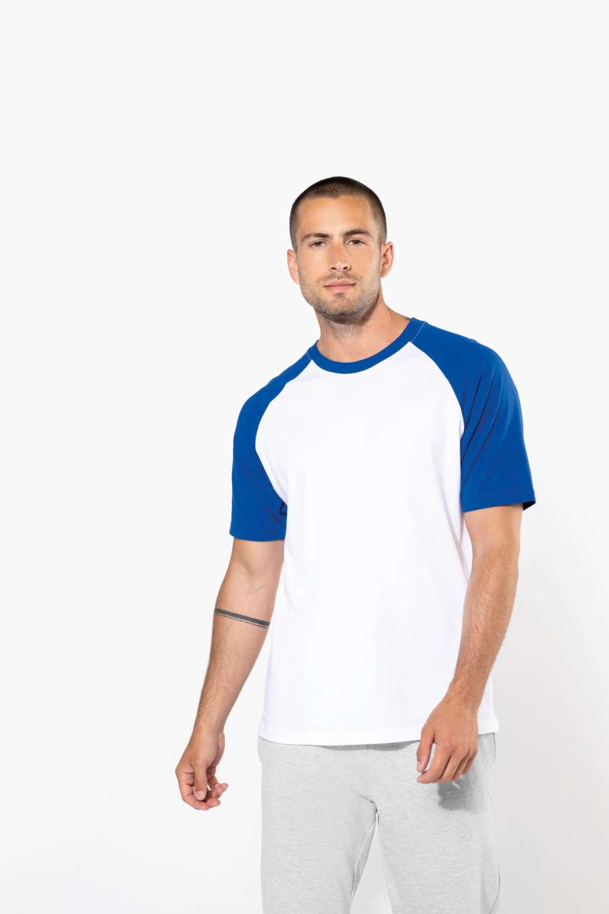 BASEBALL - SHORT-SLEEVED TWO-TONE T-SHIRT - Aqua Blue/White - Additional