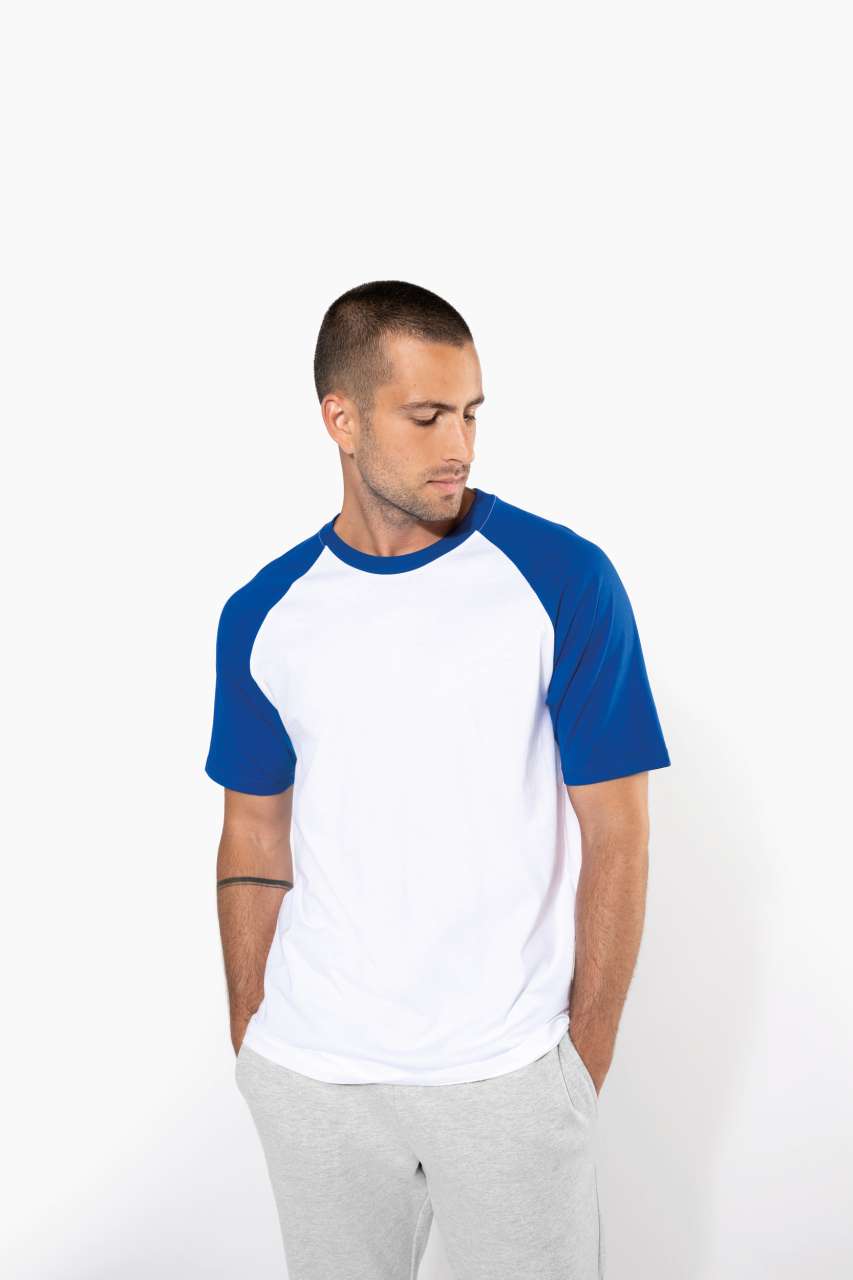 BASEBALL - SHORT-SLEEVED TWO-TONE T-SHIRT - Aqua Blue/White - Model