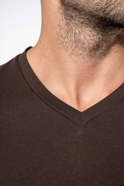 MEN'S SHORT-SLEEVED V-NECK T-SHIRT - Black - Additional