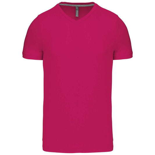 MEN'S SHORT-SLEEVED V-NECK T-SHIRT - Fuchsia - Main