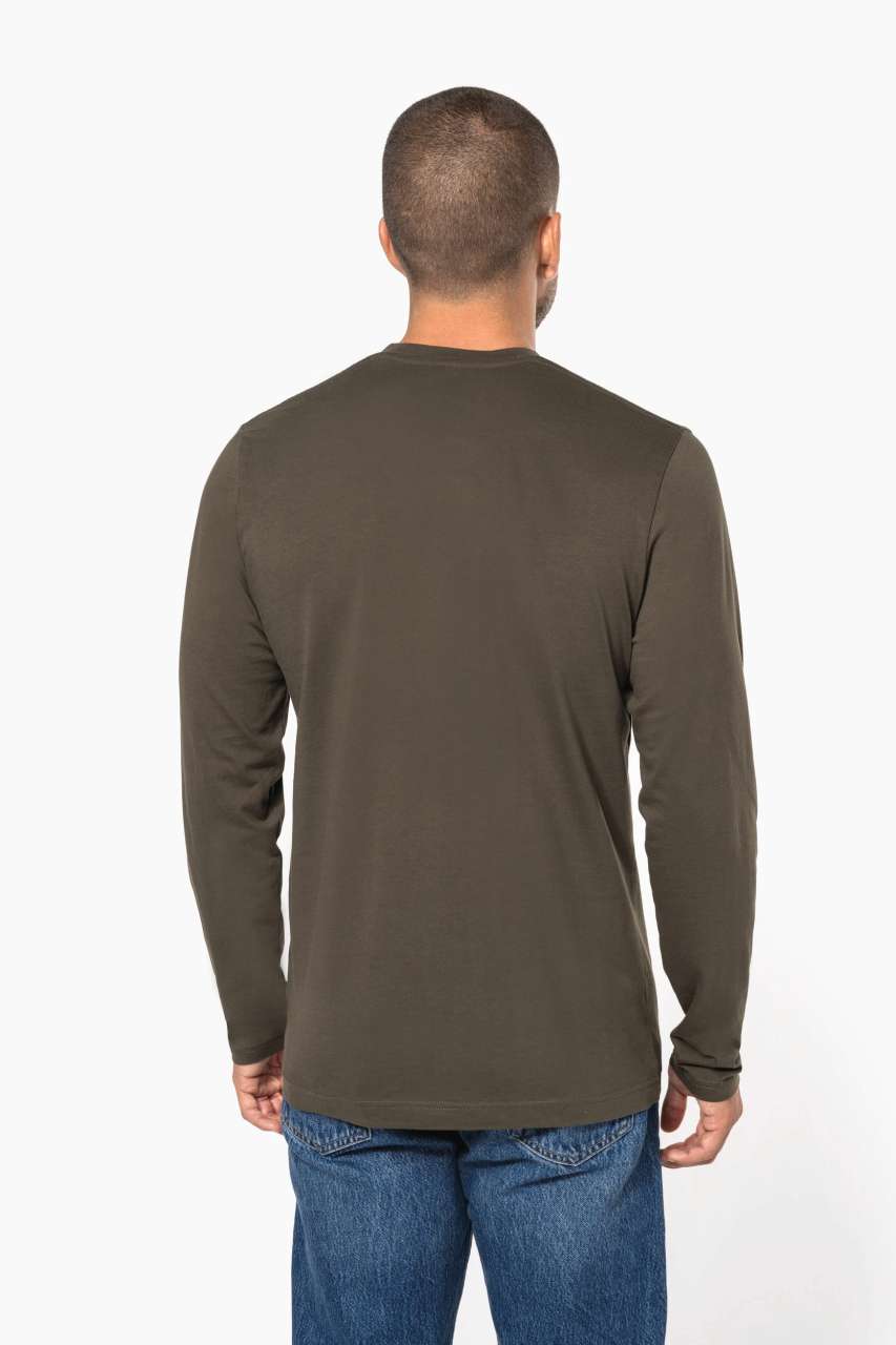 MEN'S LONG-SLEEVED V-NECK T-SHIRT - Chocolate - Additional
