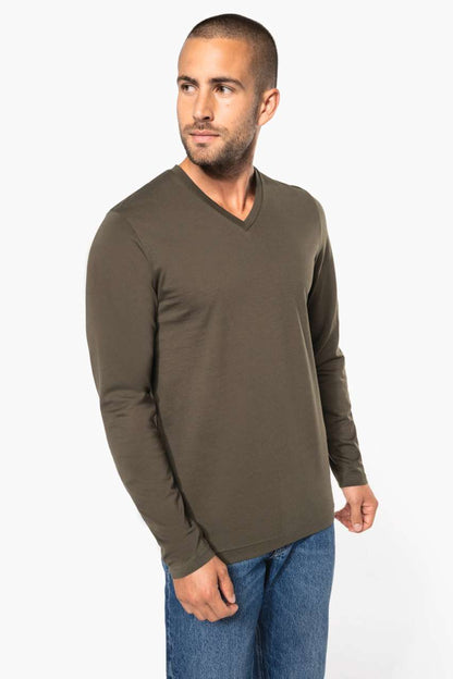 MEN'S LONG-SLEEVED V-NECK T-SHIRT - Red - Additional