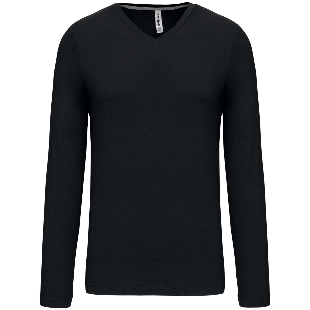 MEN'S LONG-SLEEVED V-NECK T-SHIRT - Black - Main