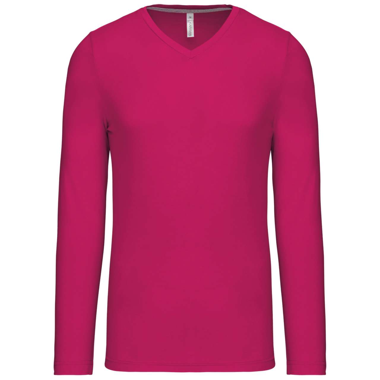 MEN'S LONG-SLEEVED V-NECK T-SHIRT - Fuchsia - Main