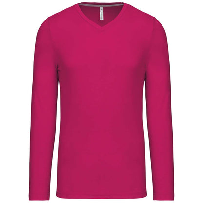 MEN'S LONG-SLEEVED V-NECK T-SHIRT - Fuchsia - Main