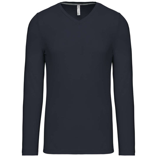 MEN'S LONG-SLEEVED V-NECK T-SHIRT - Navy - Main