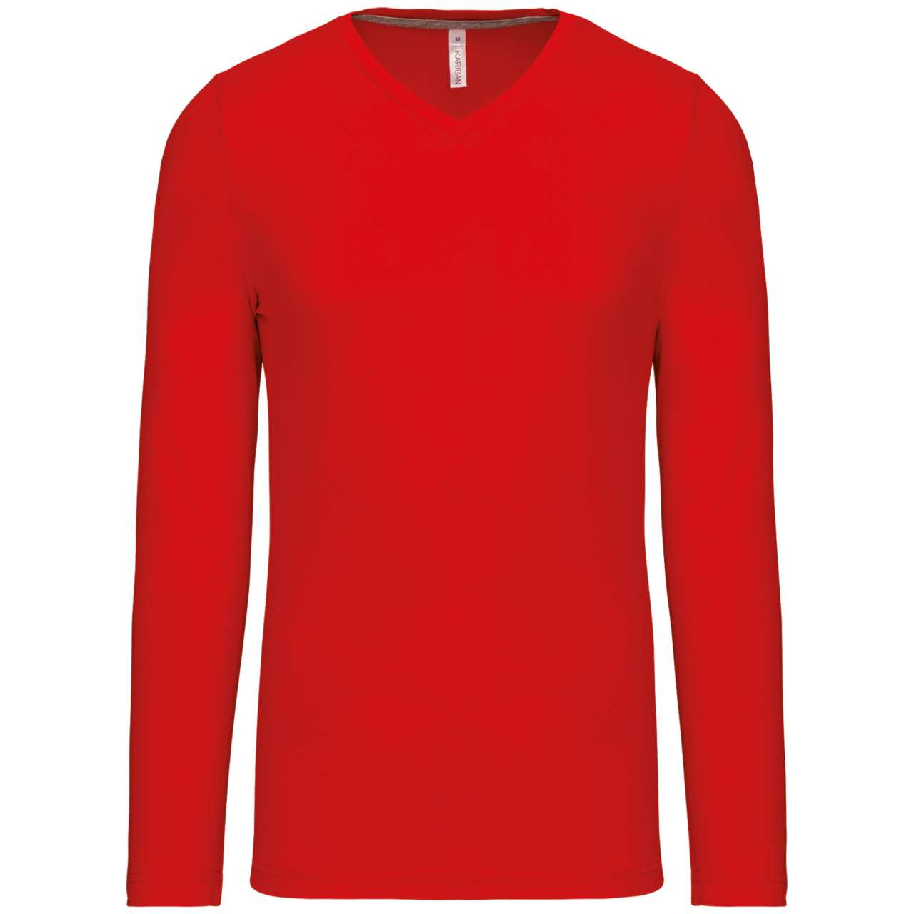 MEN'S LONG-SLEEVED V-NECK T-SHIRT - Red - Main
