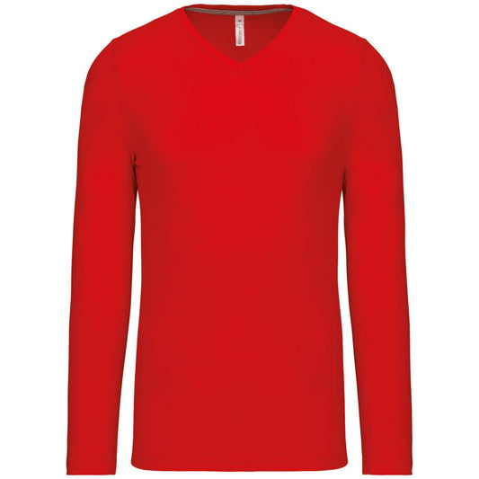 MEN'S LONG-SLEEVED V-NECK T-SHIRT - Red - Main