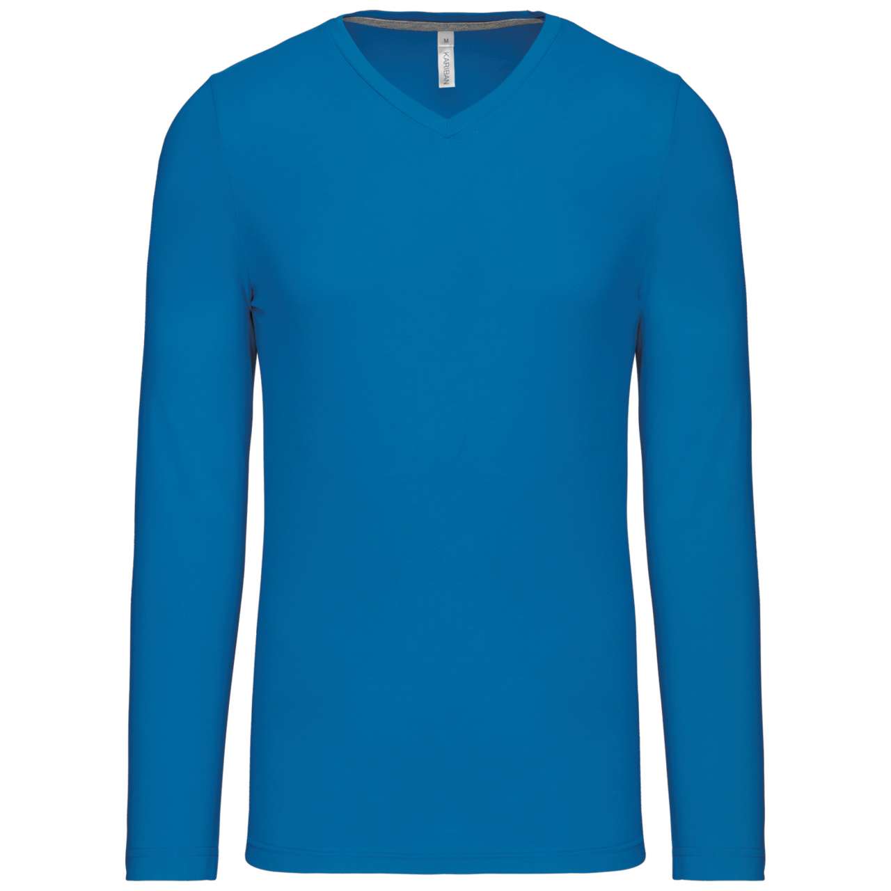 MEN'S LONG-SLEEVED V-NECK T-SHIRT - Tropical Blue - Main