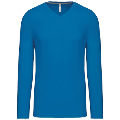 MEN'S LONG-SLEEVED V-NECK T-SHIRT - Tropical Blue - Main