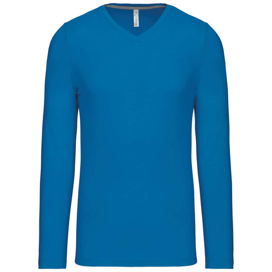 MEN'S LONG-SLEEVED V-NECK T-SHIRT - Tropical Blue - Main