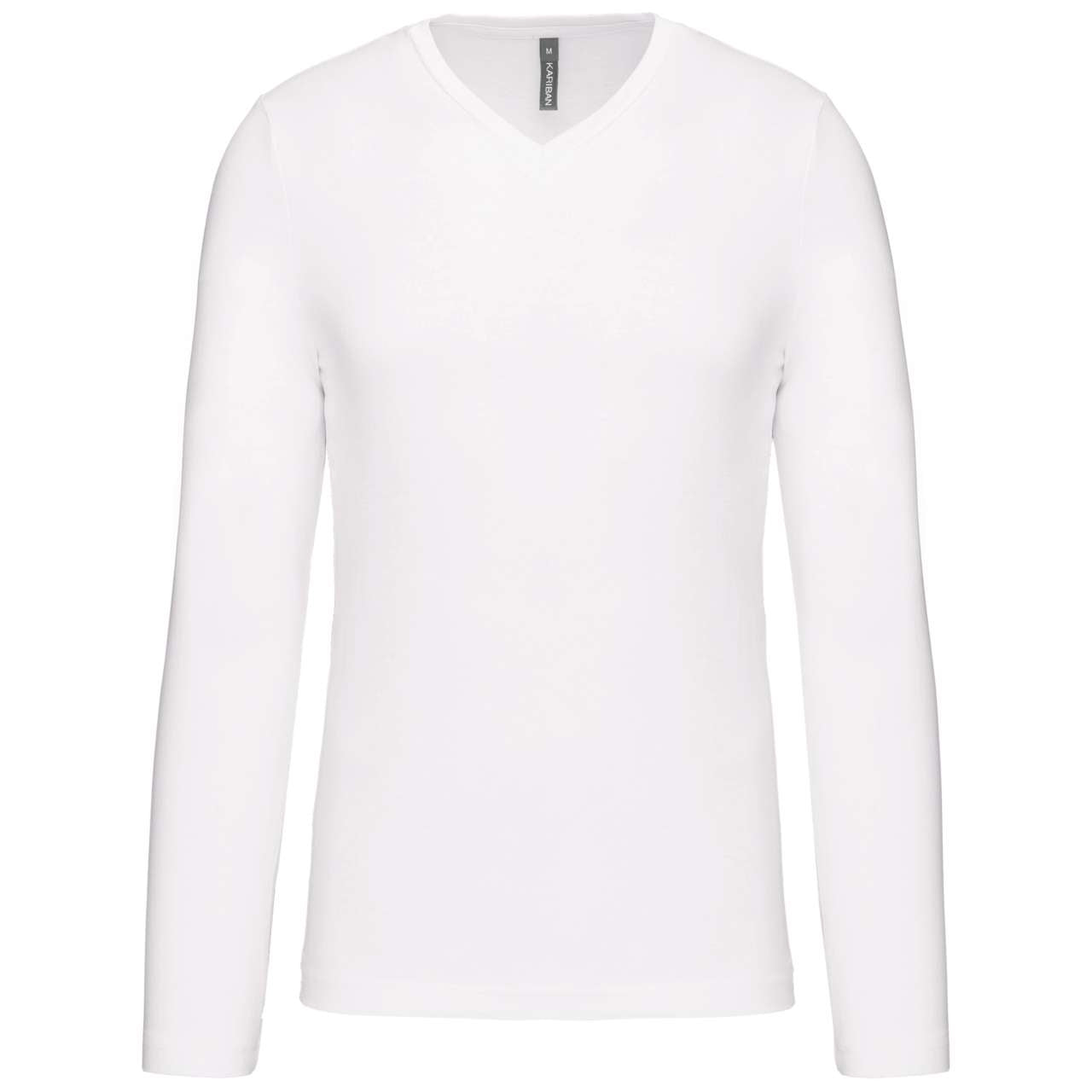 MEN'S LONG-SLEEVED V-NECK T-SHIRT - White - Main