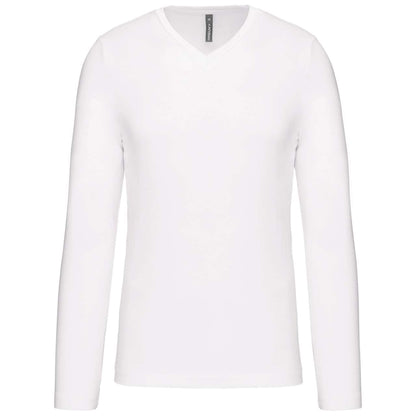 MEN'S LONG-SLEEVED V-NECK T-SHIRT - White - Main