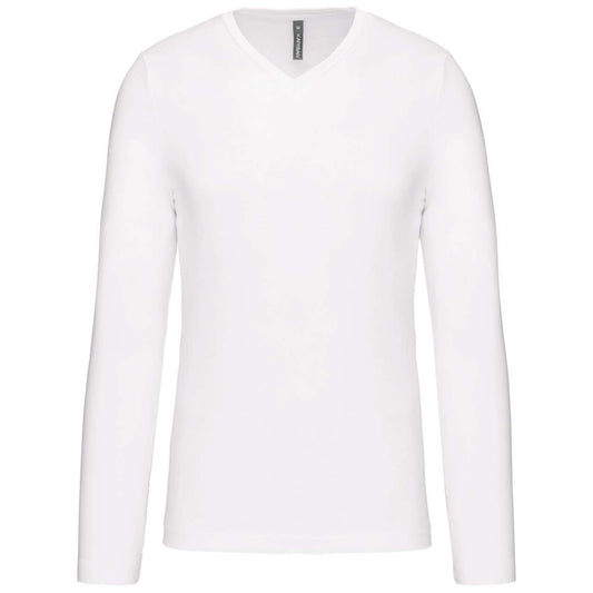 MEN'S LONG-SLEEVED V-NECK T-SHIRT - White - Main