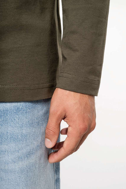 MEN'S LONG-SLEEVED CREW NECK T-SHIRT - Dark Khaki - Additional