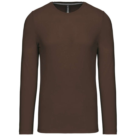 MEN'S LONG-SLEEVED CREW NECK T-SHIRT - Chocolate - Main