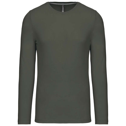 MEN'S LONG-SLEEVED CREW NECK T-SHIRT - Dark Khaki - Main