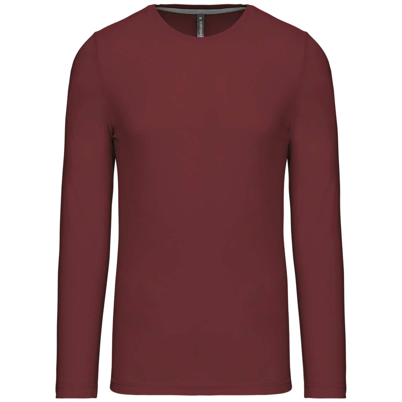 MEN'S LONG-SLEEVED CREW NECK T-SHIRT - Wine - Main