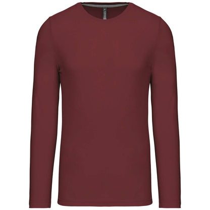 MEN'S LONG-SLEEVED CREW NECK T-SHIRT - Wine - Main