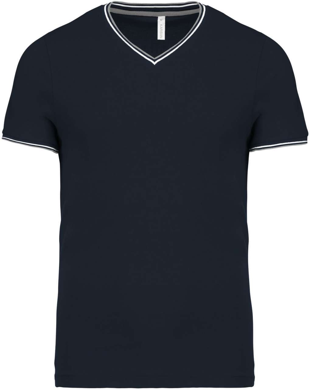 MEN'S PIQUÉ KNIT V-NECK T-SHIRT - Navy/Red/White - colorimageurl