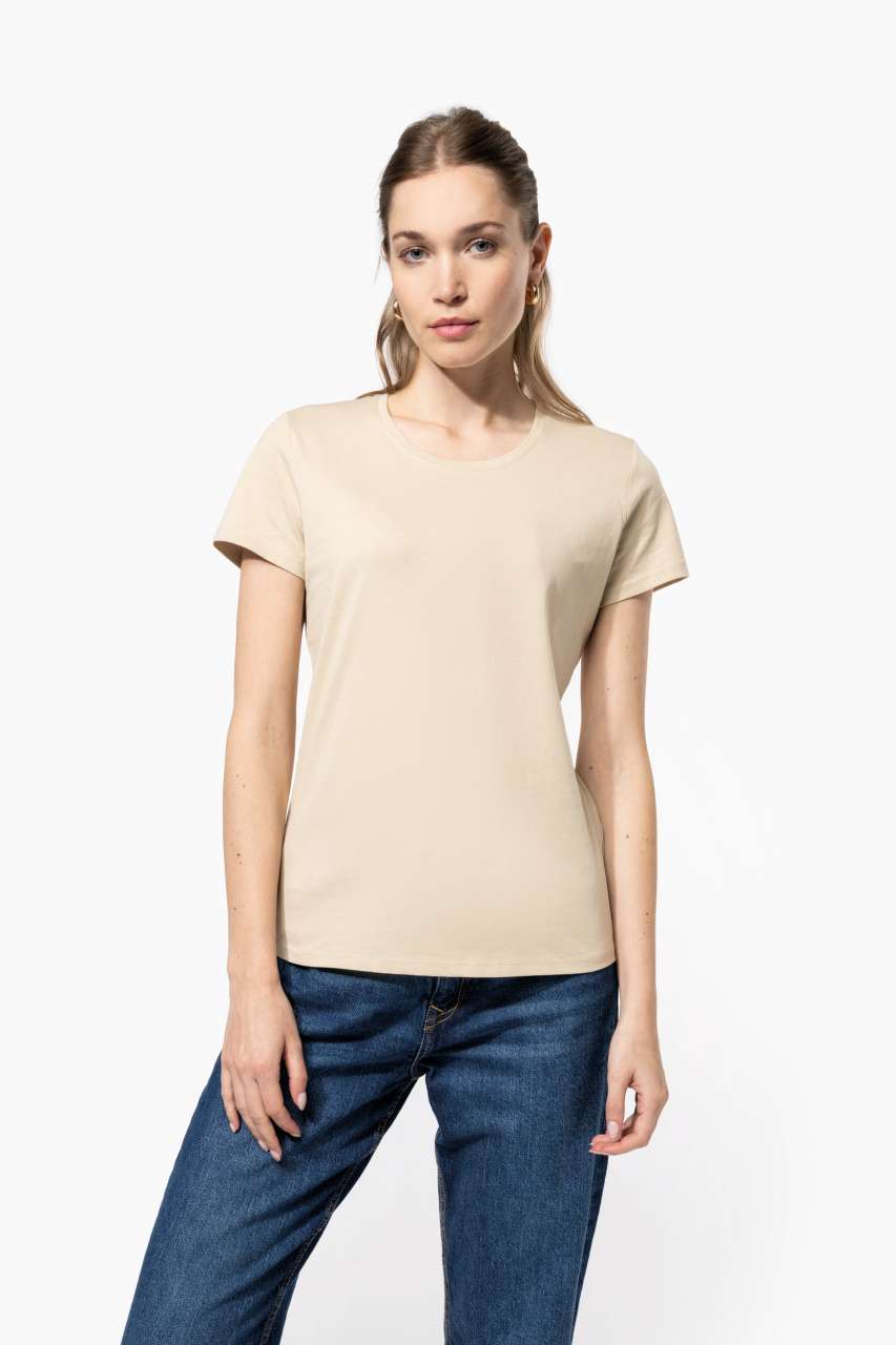 LADIES' SHORT SLEEVE CREW NECK T-SHIRT - White - Model