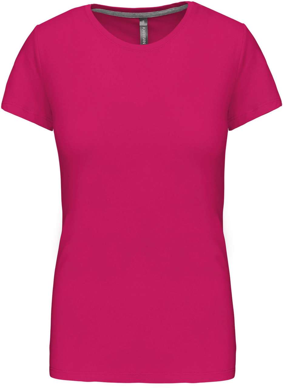 LADIES' SHORT SLEEVE CREW NECK T-SHIRT - Fuchsia - Main