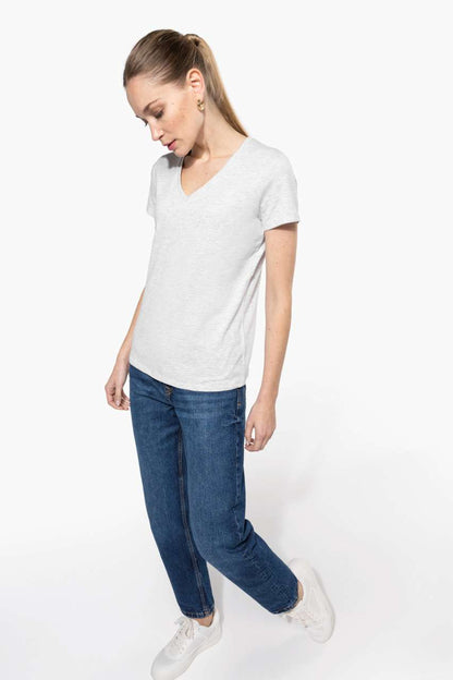 LADIES' SHORT-SLEEVED V-NECK T-SHIRT - Oxford Grey - Additional