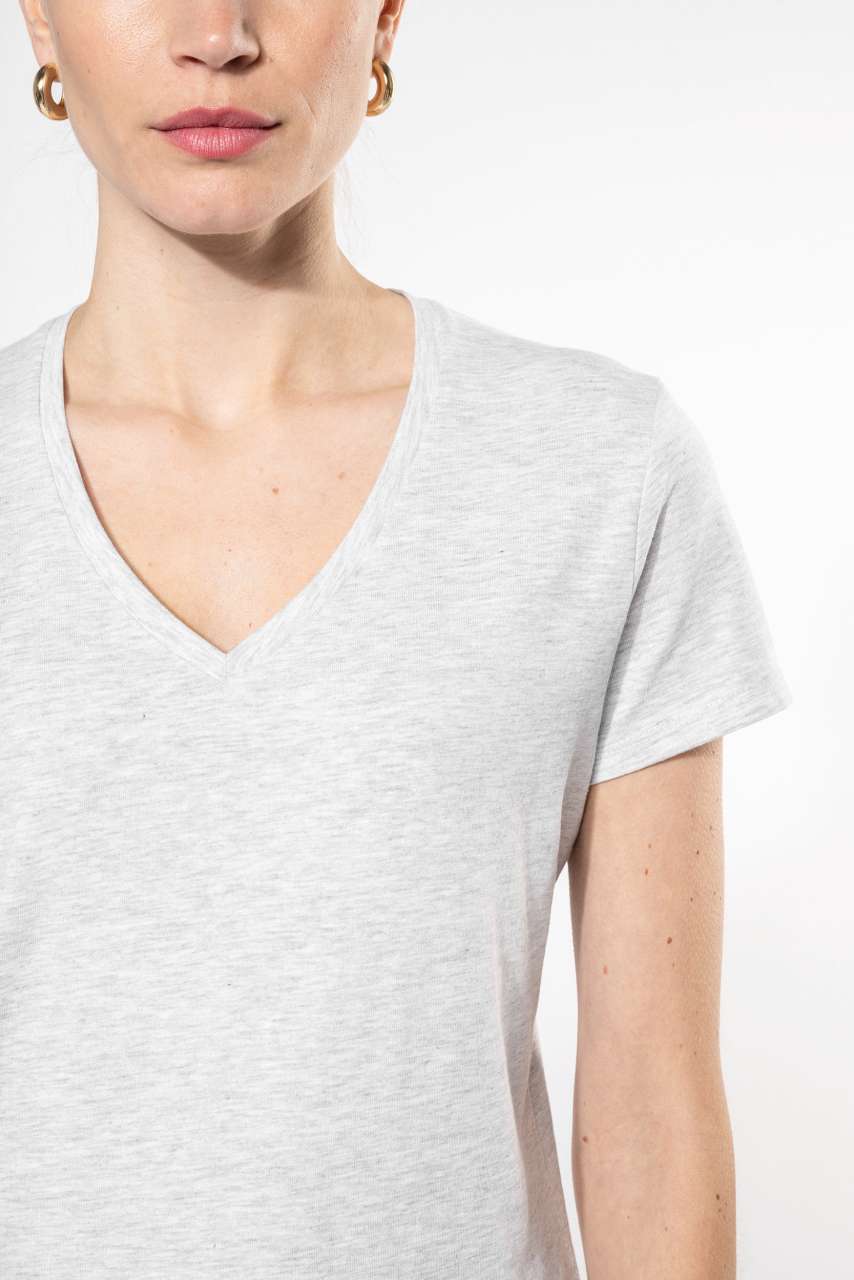 LADIES' SHORT-SLEEVED V-NECK T-SHIRT - Oxford Grey - Additional