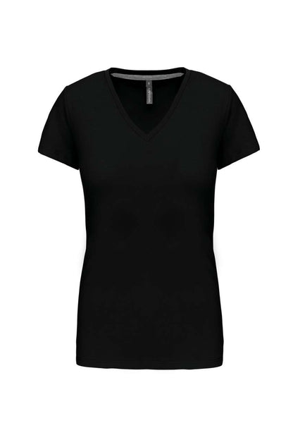 LADIES' SHORT-SLEEVED V-NECK T-SHIRT - Black - Main