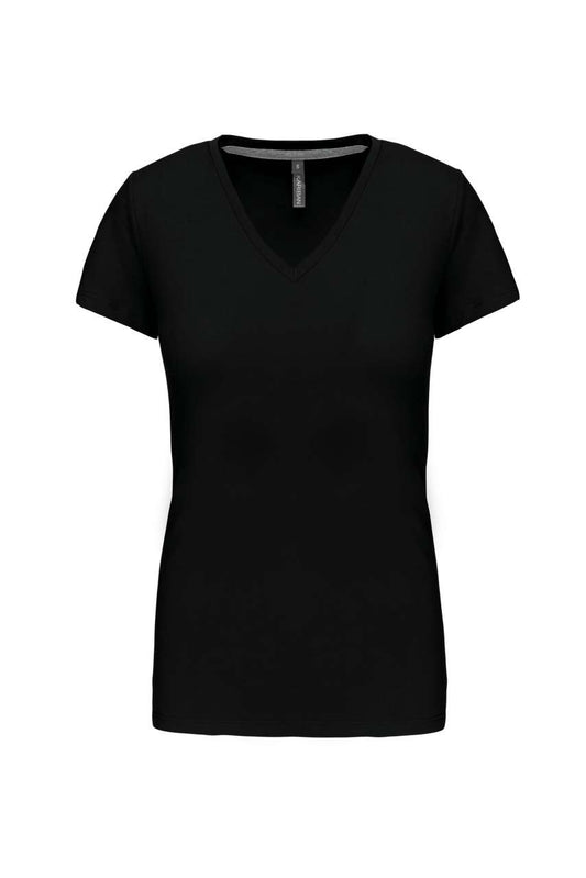 LADIES' SHORT-SLEEVED V-NECK T-SHIRT - Black - Main